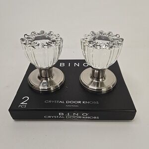 BINO 2 RIBBED CRYSTAL‎ DOOR KNOBS CHROME NICKEL-NIB